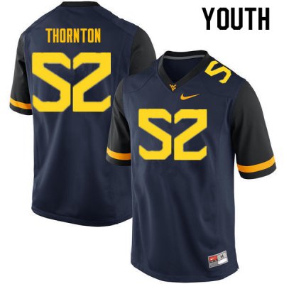 Youth West Virginia Mountaineers NCAA #52 Jalen Thornton Navy Authentic Nike Stitched College Football Jersey LG15X58RQ